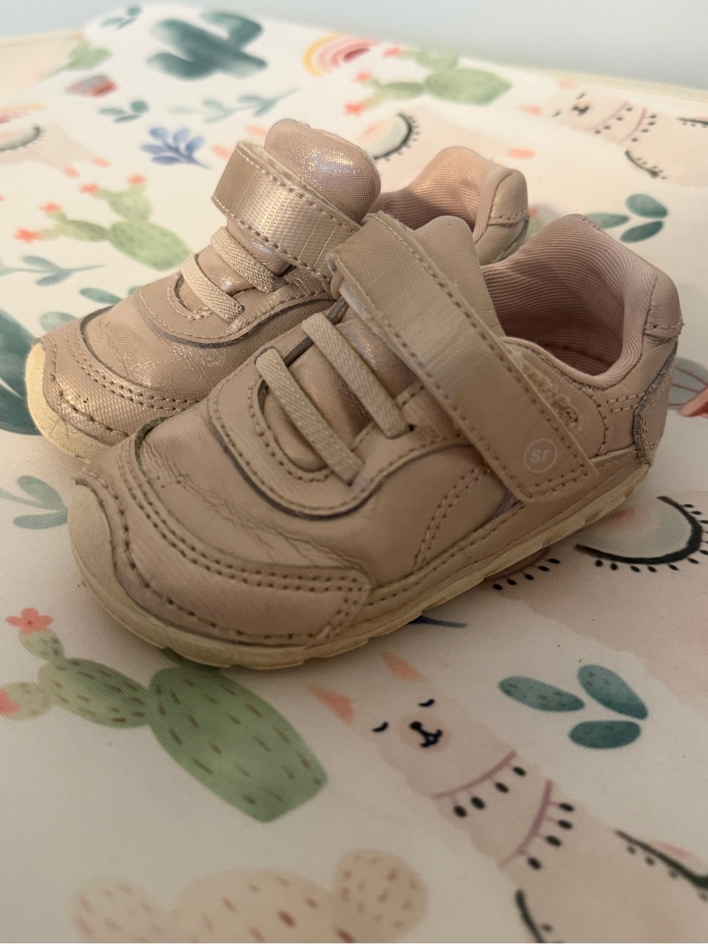 Kids' Neutral champagne Pink Velcro Sneakers